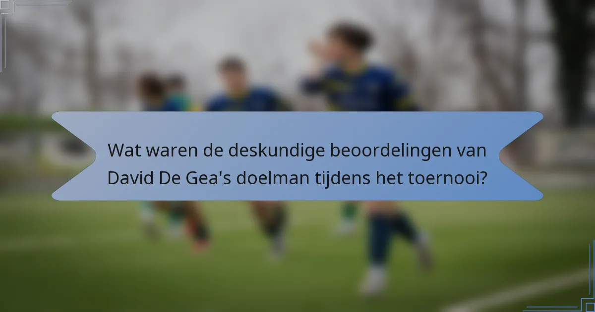 Wat waren de deskundige beoordelingen van David De Gea's doelman tijdens het toernooi?