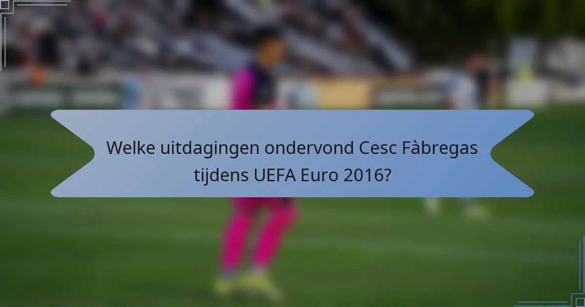 Welke uitdagingen ondervond Cesc Fàbregas tijdens UEFA Euro 2016?